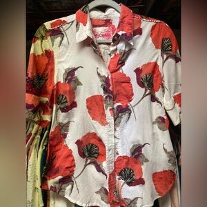 Robert Graham White Button-Down with Red Floral Print